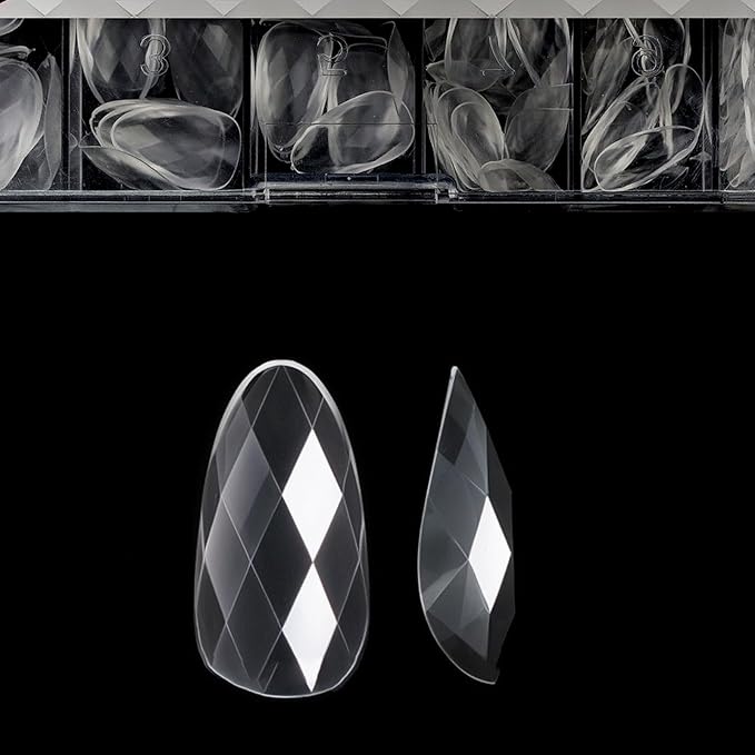 3D Diamond Shaped Polygel Nail, Extension Clear Full Cover False Nail Tips, Hybrid Gel Acrylic Nail, Diamond Fake Nails, 14 Sizes Building Artificial Press on Nail (style 1, 140pcs)