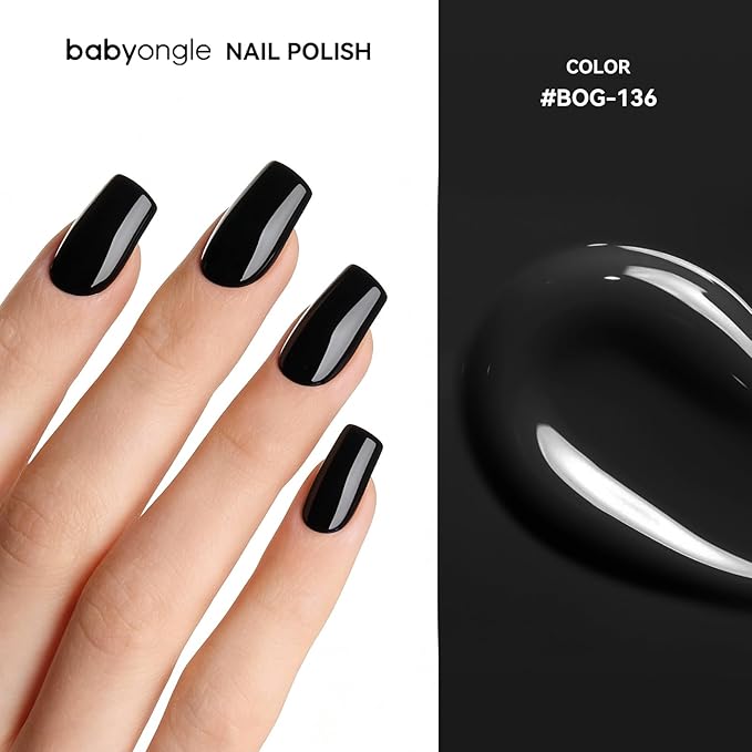 Black Nail Polish, 14 ML Quick Dry Nail Polish for Nail Art DIY Manicure at Home, Chip Resistant Nail Lacquer for Nail Art Varnish, Long Lasting, BOG136