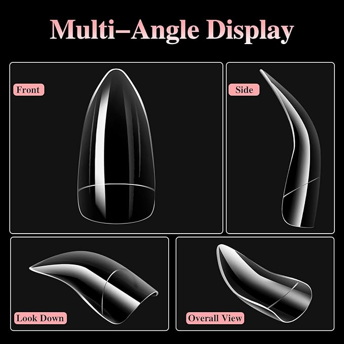 100 Pcs Medium Stiletto Press on Nails Kit,Soft Gel Pre-Shaped Acrylic Nail Tips Eagle Claw Designs Glue on Nail Glossy Extension Tips Manicure Home DIY 10 Sizes Gelly Tips