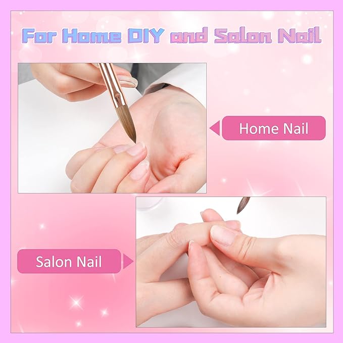 Acrylic Nail Brush Size 10, 100% Pure Kolinsky Nail Art Brush, Sturdy Handle Acrylic Powder Design Tools for Professional Manicure DIY Home Salon (10#)