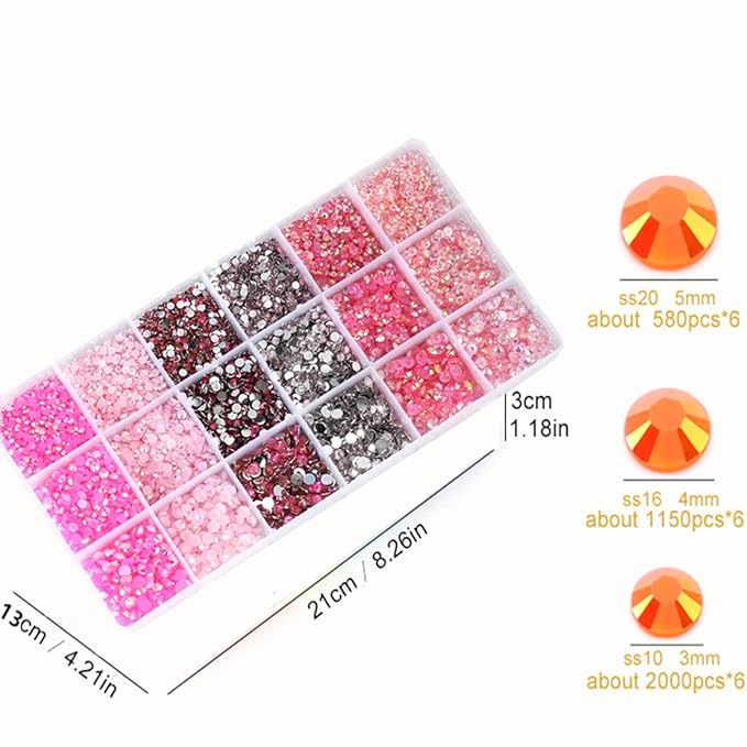 22380pcs Resin Rhinestones Set 3/4/6mm Flatback Stones Glitter Crystal Bulk for Garment Nail Art Decorations Resin Flatback Rhinestones Kit for Nail Crafts Tumbler Round Shape(JJ)