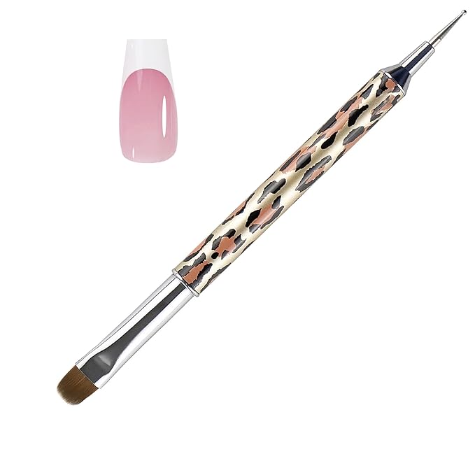 VONYA Kolinsky Acrylic French Tip Gel Nail Art Brush with Dotting Tool,For Professional Manicure Cuticle Clean up Nail Art Design. (Size10)
