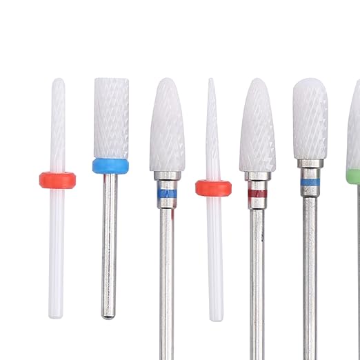12pcs Ceramic Milling Cutter Drill Bit Electric Grinding Milling Cutter Files Ceramic Nail Drill Bit Bits Holder Set Cuticle Flame Rod for Nails D