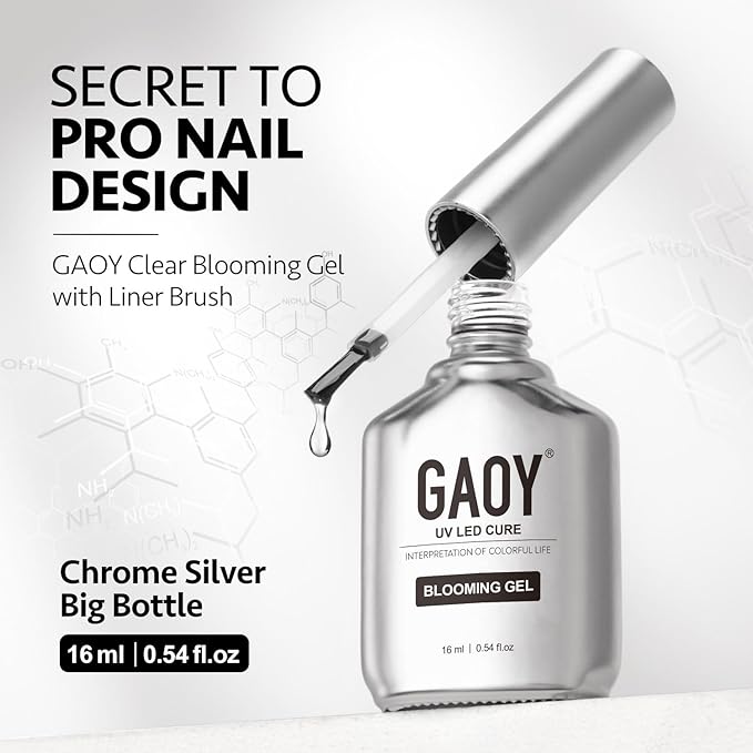 GAOY Nail Blooming Gel, 16ml Clear Blooming Gel Nail Polish with Liner Brush, Spreading Effects Soak Off UV Light for Nail Art DIY