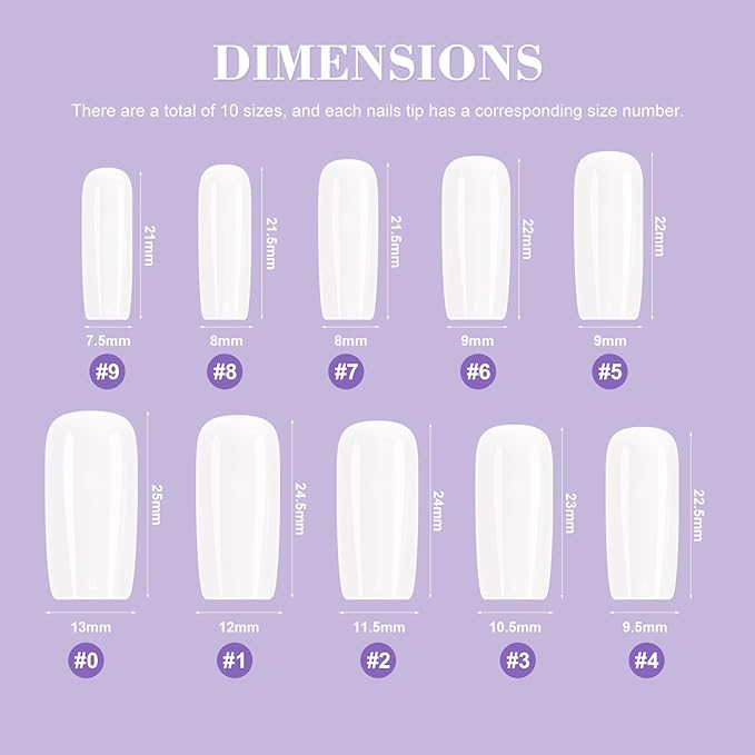 SAVILAND Gel Nail Kit – Natural Medium Square 500 PCS French Artificial Tips False Nails Acrylic Nails Full Cover Nails Tips Nail Art Home Salon Basic Set of Nail Extension