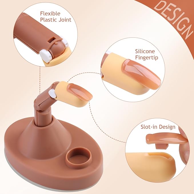 Acrylic Nail Practice Kit, Adjustable Practice Finger for Acrylic Nails, Fake Finger Training Tools for Nail Tech Beginners, Manicure Supplies, Dedos de Práctica para Uñas Acrílicas