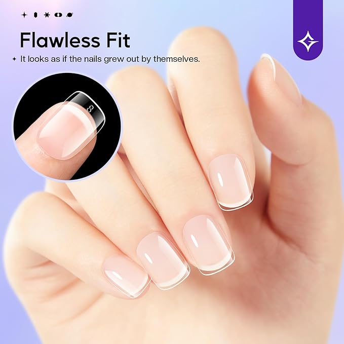 Press On Nails Extra Short Square - 312pcs Gel Tips Full Cover Extension Pre-Shape Fake Acrylic DIY 12 Sizes