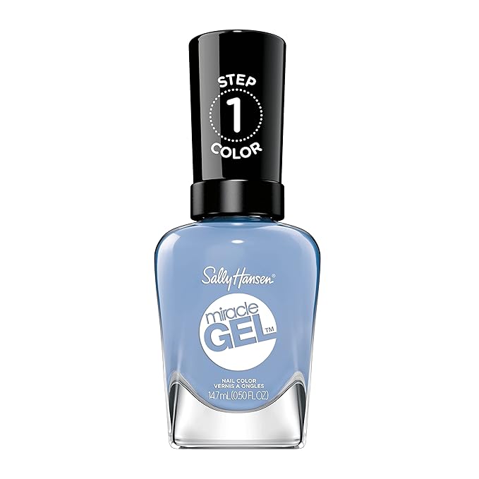Sally Hansen Miracle Gel Salon Quality Nail Polish | Gel-Like Formula, Two-Step System, No UV Light Needed, Long Lasting | Opaque, Crème | 638 Comfy Co-sea | Muted Teal Nail Polish
