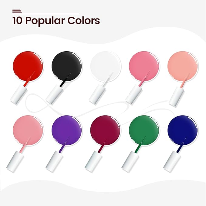 JODSONE 10pcs Nail Art Gel Liner Set,3D Nail Art Pens Effect for Fine Lines,Thin Brush Detail Polish,DIY Painted Nails at Home Salon,Liner Gel Nail Polish Valentine's Gift for Girls & Women