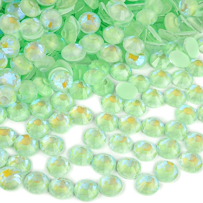 Blinginbox Flatback Rhinestones Round Gems, 1440pcs Luminous Series Glass Stones Neon Gems Non Hotfix Crystal Rhinestones for Nail Charms Crafts Clothes Tumblers,Mac. Mint AB Luminous,SS10.