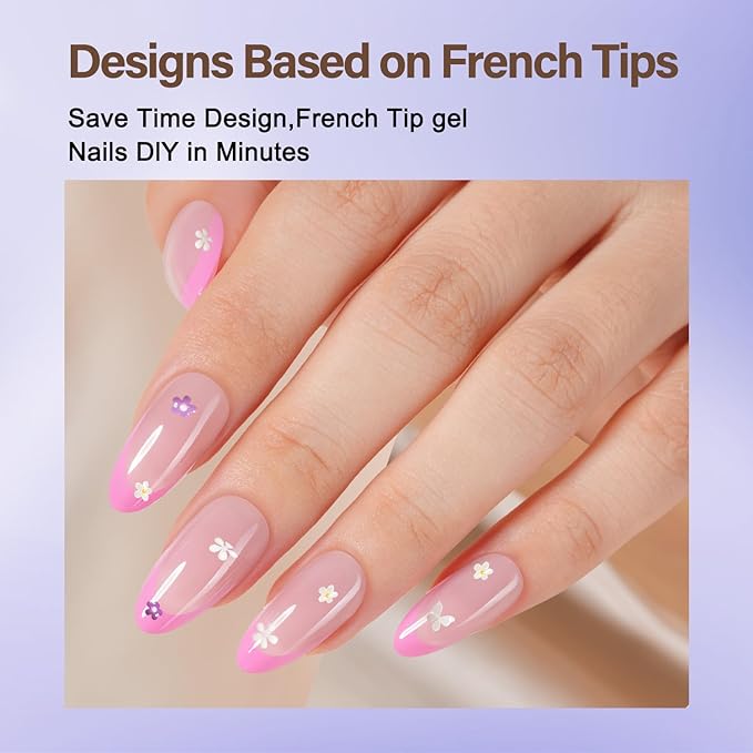 Misssix French Tip Press On Nails, 150Pcs French Gel Nail Tips, Pink Medium Almond Soft Gel Fake Nails, X-BASIC Tips Starter Kit for Nail Art DIY 15 Sizes