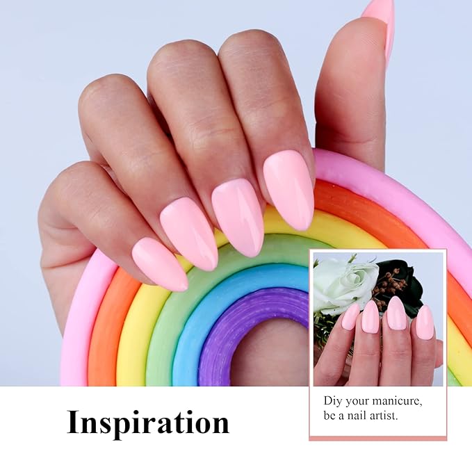 Imtiti Pastel Gel Nail Polish,0.5 Fl Oz Pastel Milky Pink Gel Polish Soak Off LED U V Nail Gel Polish Spring Summer Easter Gel Nail Polish DIY Nail Art Starter Manicure Salon Gel Nail Kit
