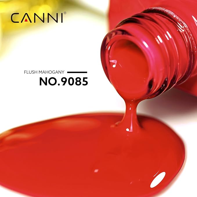 CANNI Red Gel Nail Polish, Neon Orange Color, High Gloss Soak Off U V Gel Nail Polish for French Nail Manicure Salon DIY