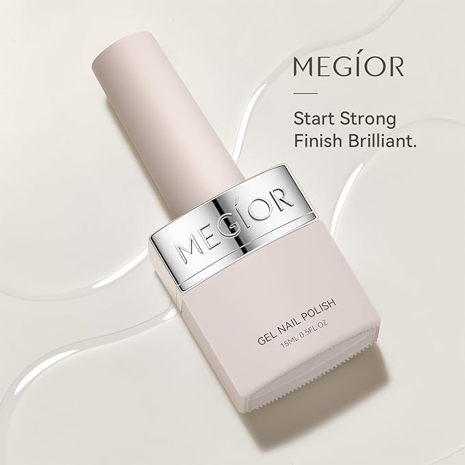 MEGIOR Gel Nail Polish TPO Free 0.5 Fl Oz Clear Foundation Gel Soak Off LED Nail Lamp Base Coat Long-Lasting DIY at Home and Nail Salon