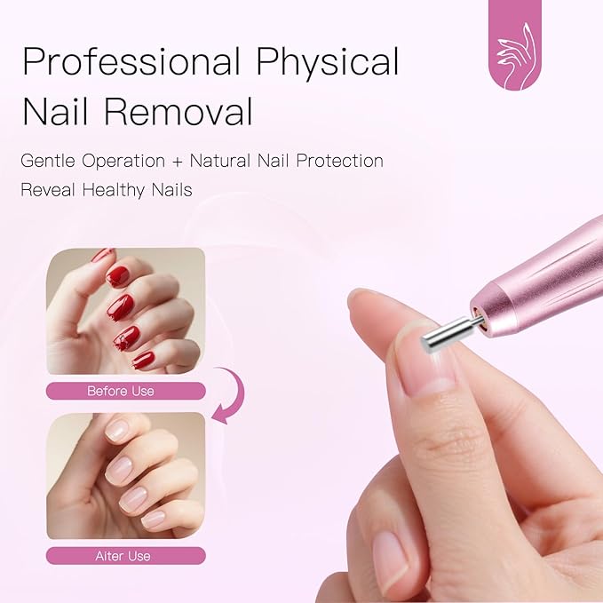 LKE Electric Nail Drill & File Kit,Professional Manicure Pedicure Tools for Acrylic Gel Nails,Nail Drill Bits Bands for Home & Salon Use(New-Rose Gold)