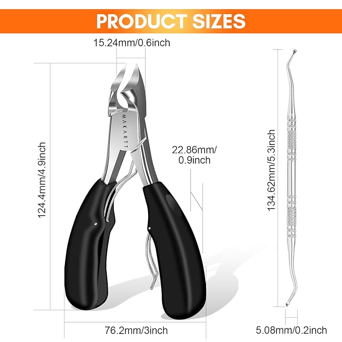 Makartt Ingrown Toenail Clippers with Nail Lifter, Stainless Steel Podiatrist Kit for Thick Nails, Manicure & Pedicure Tools for Men, Women & Seniors
