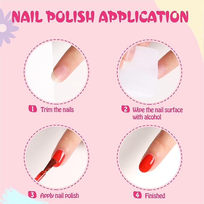 TOMICCA Kids Nail Polish Set - 12 Candy Rainbow Colors Non Toxic Water Based Odorless Peel Off Quick Dry Natural Safe for Toddler Parties & Birthday Girls (Ages 3+)