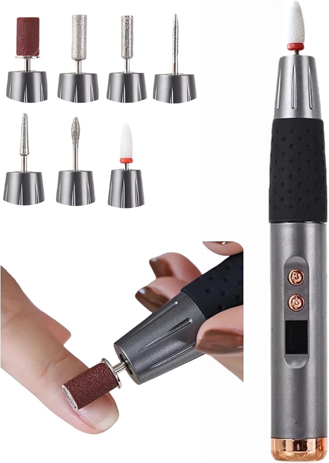 Cordless Nail Drill, Nail Drill Professional,15 Adjustable Speeds & 2 Direction Electric Nail File Kits, Portable Electric Nail Grinder Tools for Home Salon Manicure Pedicure Beginners. (Black)