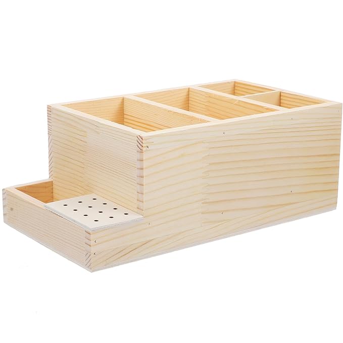 Beaupretty Box grinding head storage box name cards holder nail tool storage case nail salon drill bits container nail tool display stand makeup brush nail bit wooden drill rig manager