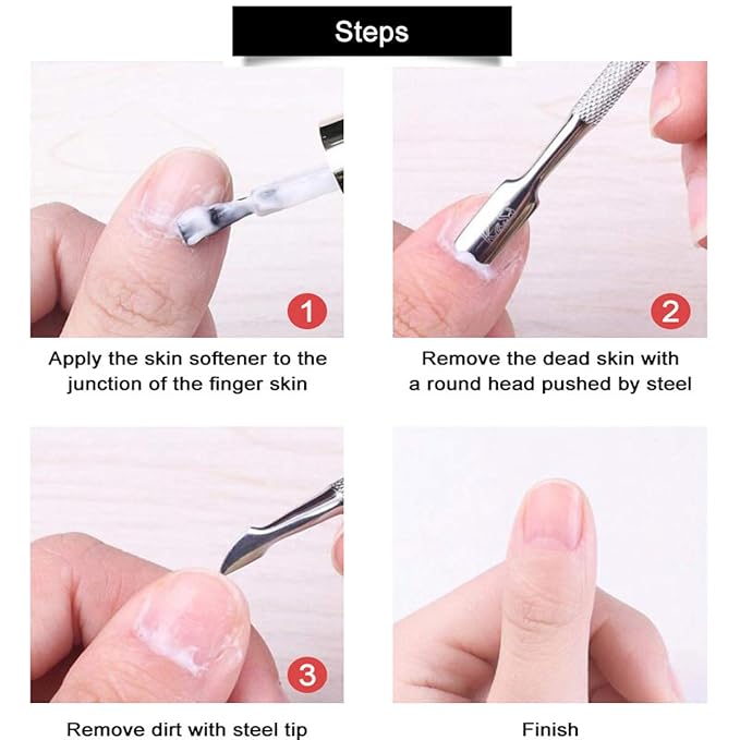 6PCS Cuticle Pusher Set, Stainless Steel Cuticle Remover Kit, Cutter and Trimmer Manicure and Pedicure Tools for Fingernail and Toenails