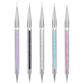 Gel Polish Nail Art Brushes Set-5 Pcs Dual-ended Nail Paint Brushes for Nail Art with Fine Liner Brushes and Dotting Pen (5,7,9,11,13 mm)