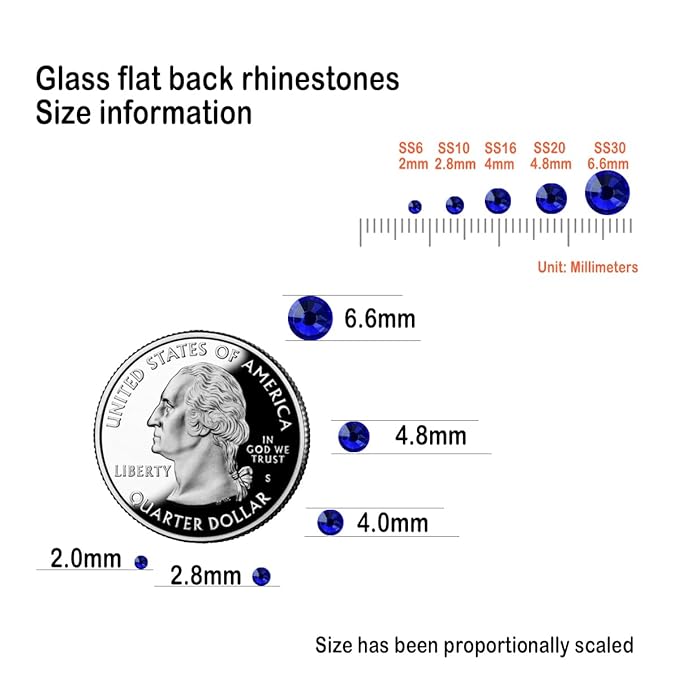 Flatback Glass Rhinestones,Bedazzler Gems 1440pcs Non Hotfix Crystal Rhinestones for Nail Charms Crafts Clothes Tumblers,Sapphire,SS16