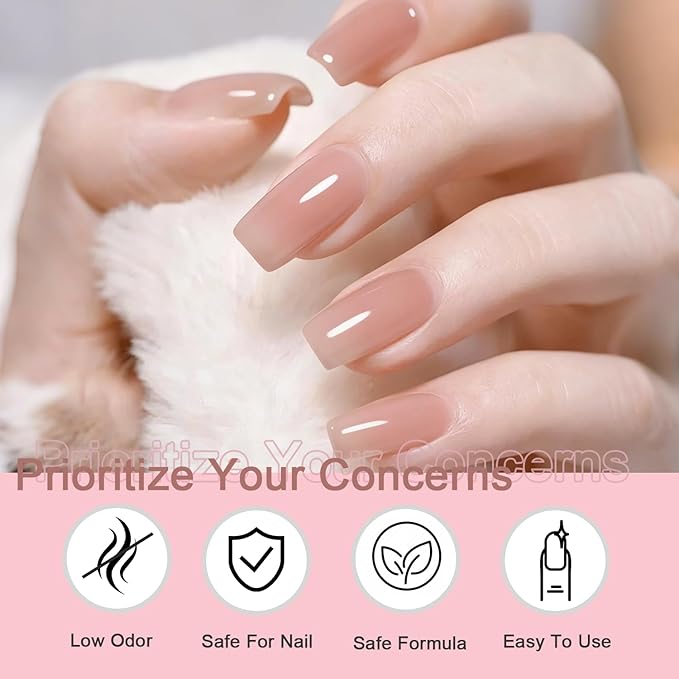 JODSONE 18ml Nude Jelly Gel Nail Polish Soak Off UV LED Art Manicure Salon DIY at Home Gift for Women