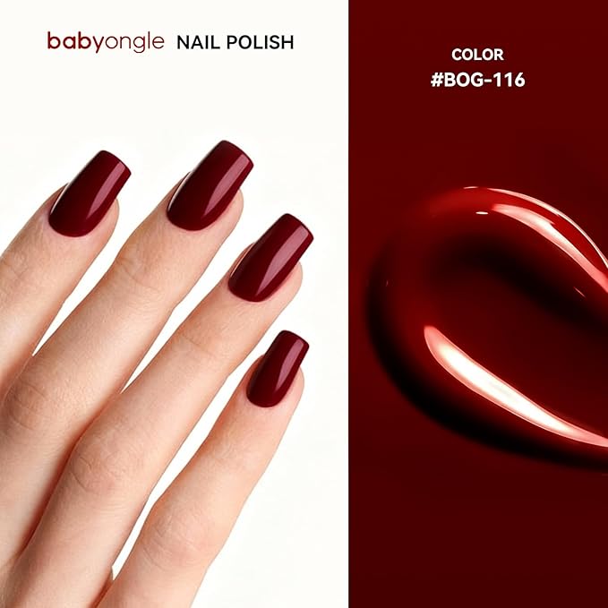 Nail Polish Wine Red, 14 ML Quick Dry Dark Red Nail Polish for Nail Art DIY Manicure at Home, Chip Resistant Nail Lacquer for Nail Art Varnish, Long Lasting, BOG116