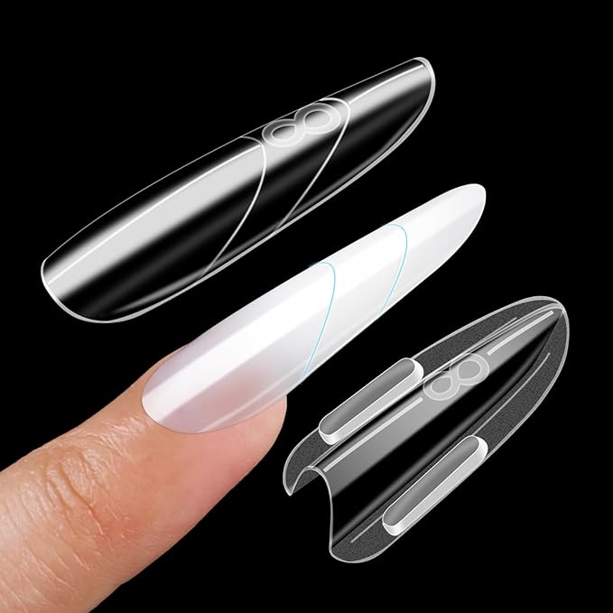 Sandwich Dual Nail Forms, Almond Round Nail Extensions Nails Mold, No Paper Forms Needed, Quick Polygel Extensions Salon Nail Art Tools 15 Sizes 180pcs