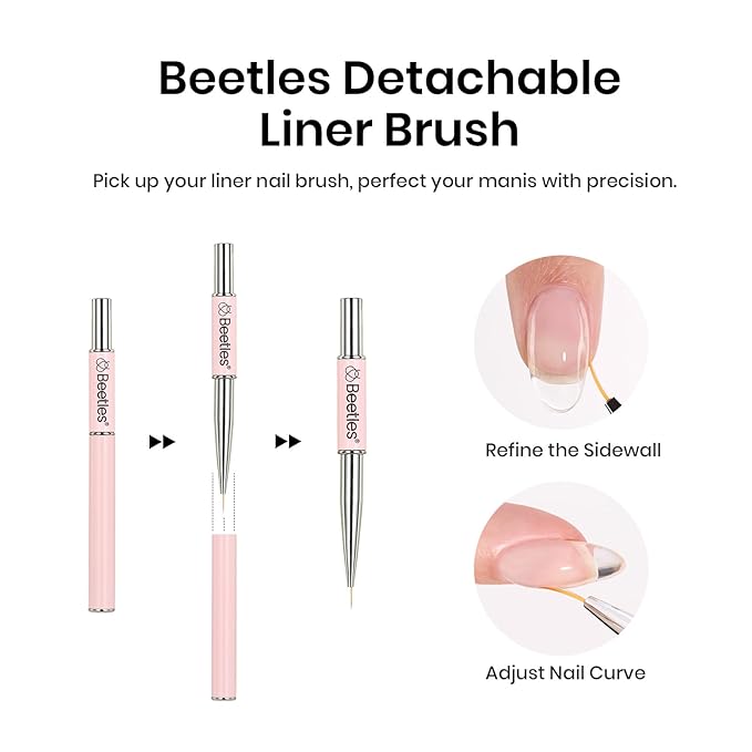 Beetles HEMA Free Builder Gel for Nails, 3 Pcs Glitter Pink Builder Nail Gel with Gel Top and Base Coat Set for Gel Polish Long Lasting Strengthening Safe Low-Sensitivity Formula Nail Gifts for Women