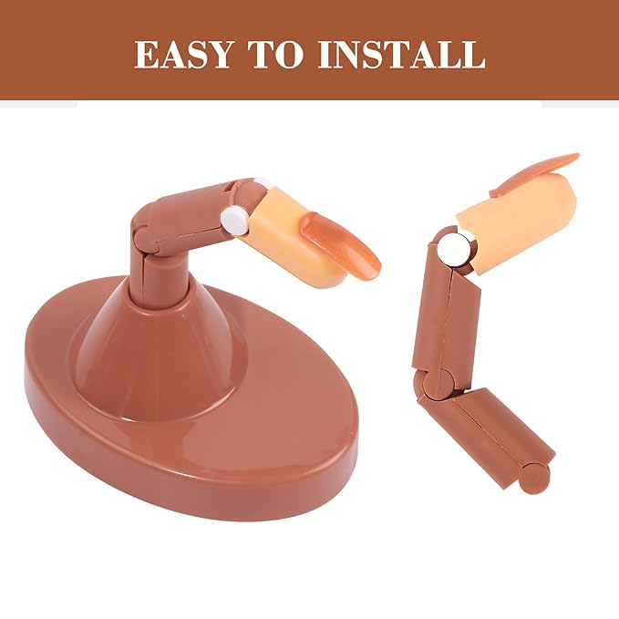 Practice Finger for Acrylic Nails, 1PC Adjustable Fake Mannequin Fingers with 1PC Acrylic Finger Base and 100PCS Brown Nail Tips, Movable Flexible Training Fake Finger Nail to Practice Nail Art