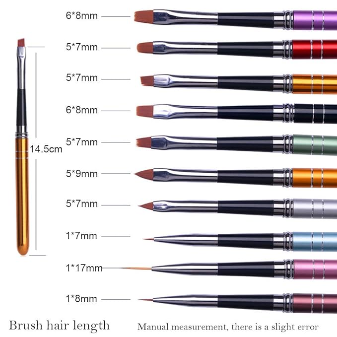 10Pcs Nail polish brush, Brush design for nail, UV Gel Painting Nail Art Design Brush Pen Set, Nail Dotting Painting Drawing Pen, Sable Acrylic Nails Round Nail Art Brush, Nail Phototherapy Pen