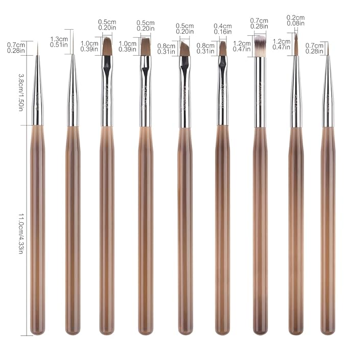 9pcs Nail Art Brush Set Nail Dotting Tools Nail Art Design Brushes Gel Polish Nail Polish Brushes 3D Nail Art Decorations Brush Nail Art Drawing Painting Brushes Manicure Nail Art Tool Set