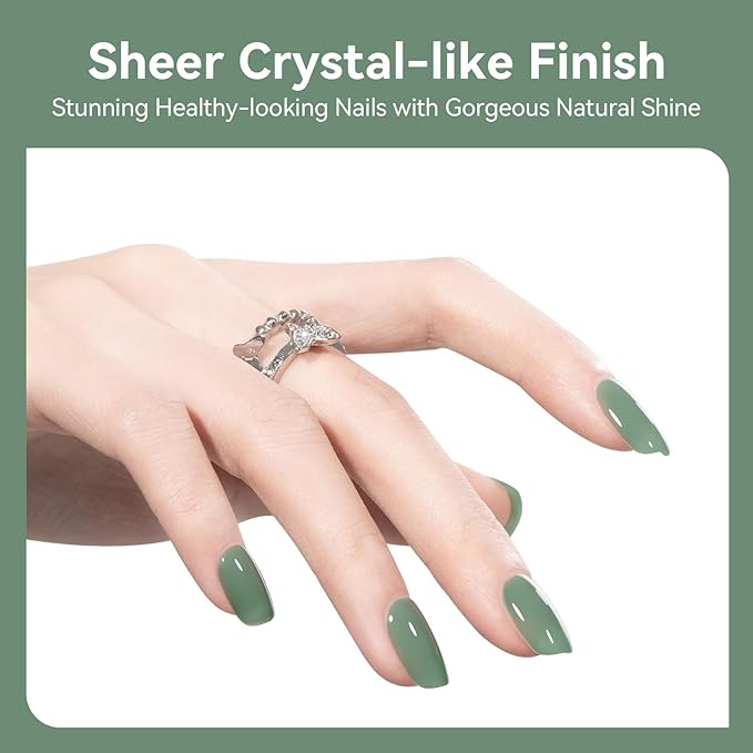 MEGIOR Olive Green Gel Nail Polish 0.5 Fl Oz Green Long Lasting Soak Off UV LED Lamp Light Curing TPO Free Gel Polish Kit for Salon and Nail Art Starter Manicure DIY at Home