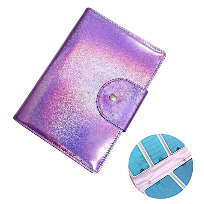 50 Slots Image Stamper Plate Collection Nail Art Stamp Plate Stamping Plates Cases Stamp Nail Template Organzier for 6.0x12.0cm and 9.5X14.5CM Nail Art Plates (Purple)