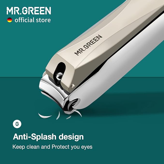 MR.GREEN Nail Clippers Anti Splash Fingernail Cutter Stainless Steel Manicure Tools Nail Scissors Detachable Design Nail Trimmer (M+Nano Glass File)