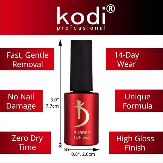 Professional Rubber Top & Base Gel Set By Kodi | 15ml 0.5 oz | Soak Off, Polish Fingernails Coat Kit | For Long Lasting Nails Layer | Easy To Use, Non-Toxic & Scentless | Cure Under LED Or UV Lamp