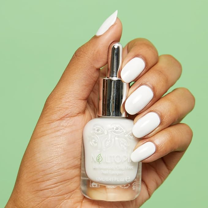 Nailtopia - Plant-Based Chip Free Nail Lacquer - Non Toxic, Bio-Sourced, Long-Lasting, Strengthening Polish - So Fresh, So Clean (White) - 0.41oz