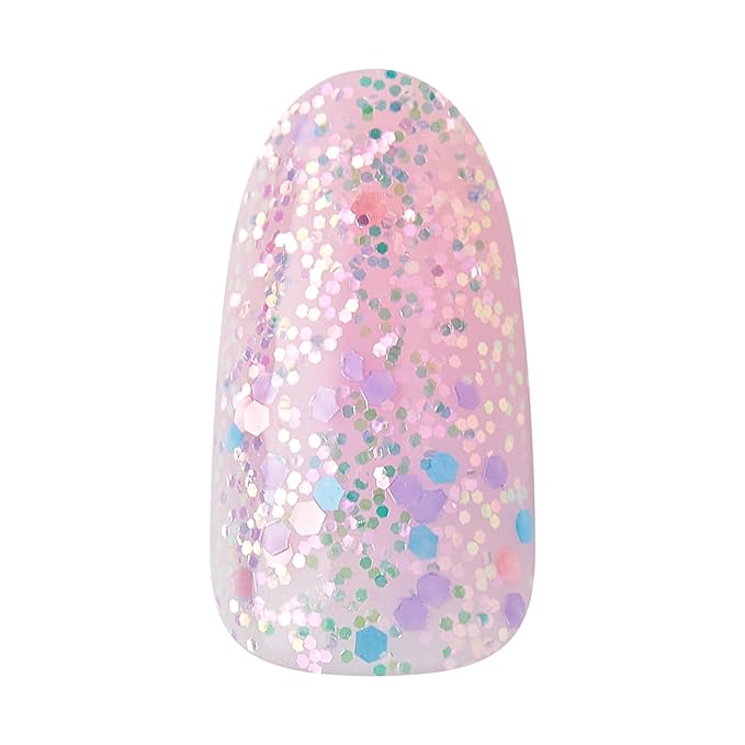 KISS Gel Fantasy, Press On Nails, Nail glue included, 'Diamonds 4 Me', Light Pink, Medium Size, Oval Shape, Includes 28 Nails, 2G Glue, 1 Manicure Stick, 1 Mini File