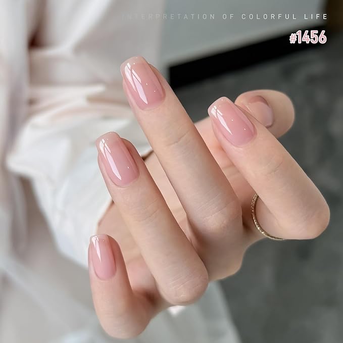 GAOY 16ml 6 Colors Jelly Gel Nail Polish, Sheer Pink Orange Transparent Soak Off UV Light Cure Gel Polish Kit for Salon and Nail Art DIY at Home, Milky White x Jelly Nude