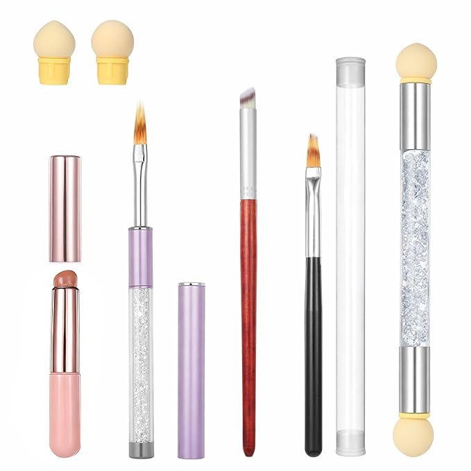 9 Pcs Ombre Nail Brush Silicone Nail Brushes Gradient Nails Sponges Nails Design Brushes Double-Head Sponge Pen for French Tip