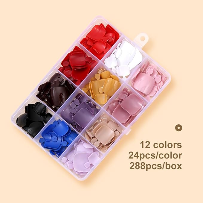 288 Pcs Press On Toenails Short Square Fake Toe Nails Press Ons Set Solid Color False Toenails Full Cover Acrylic Glue on Toe Nails Reusable Glossy Artificial Toenail Kit for Women Manicure 12 Color