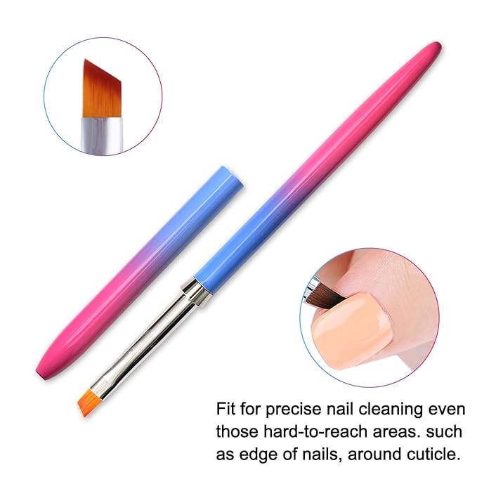 SILPECWEE 1pc Kolinsky Angled Nail Brushes, Cleaning Polish Mistake, Builder Gel, Acrylic Remover & Design Pen, Nail Clean Up Brush Nail Art Brushes Manicure Brushes Tools