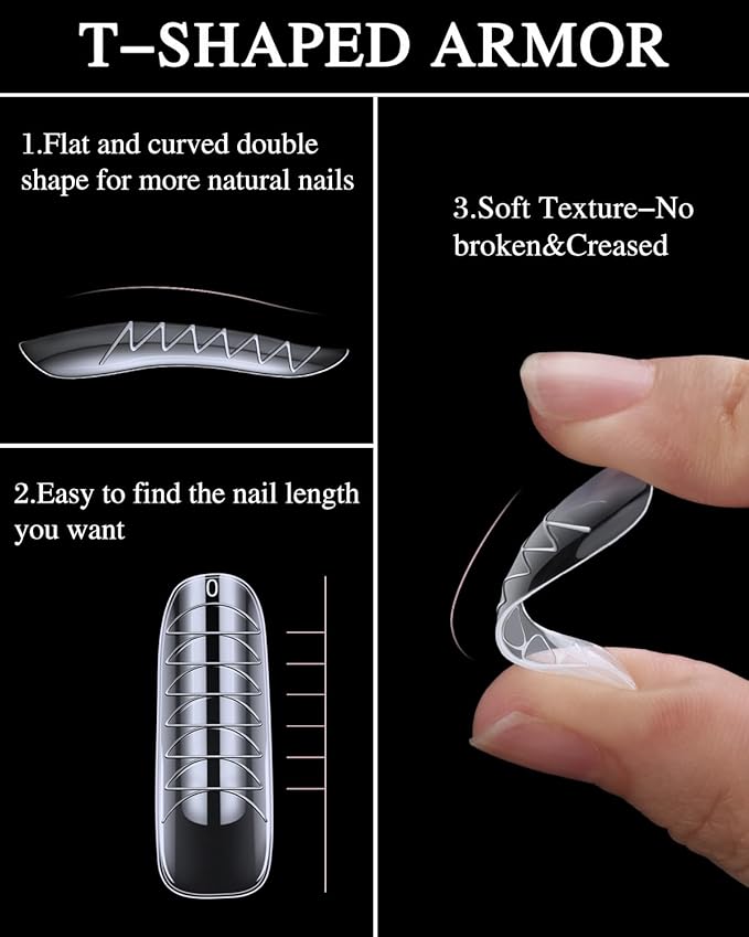 144 Pcs Nail Forms, MORGLES 2 Sizes Poly Extension Gel Dual Forms, Coffin Nails Extension with Stiletto Shape Molds, 10 Pcs Clips with Files for Home & Salon