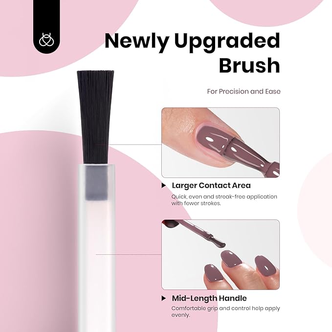 Beetles Neutral Gel Nail Polish Set – 6 Colors Hema Free Nude Pink Brown Gel Polish Kit, Same Color Bottle Gel Soak Off UV LED Nail Gel for Spring Manicure at Home or Salon