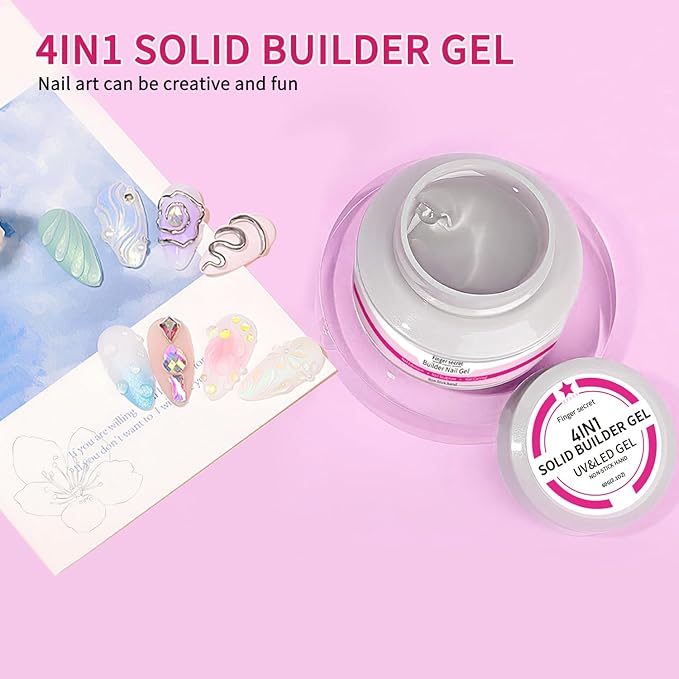 2Oz Non Sticky Solid Builder Gel for Nails, 60g Clear Hard Gel for Nails Hand 3D Sculpting Gels Carving Nail Extension Nail Art Salon Home