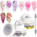 Clear and White Solid Builder Gel for Nails, 2PCS 30g 3D Nail Art Gel Non-sticky Hand Hard Gels Sculpting Molding Embossed Flowers Design with Carving Pen DIY Home Manicure Salon Supplies