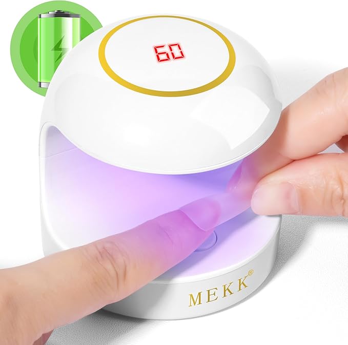 MEKK Mini UV Light for Gel Nails, 18W Cordless Single Finger UV LED Nail Lamp, Portable Small Professional Flash Cure Lamp for Detail Work, Compact Design for Beginners, Travel, Home - White