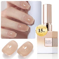 Double Rhythm Translucent Gel Polish Sheer Neutral Natural Light Milky Same Color Same Bottle 15ML Jelly UV Nail Polish Nail Art DIY at Home (Light Cinnamon-A1483)