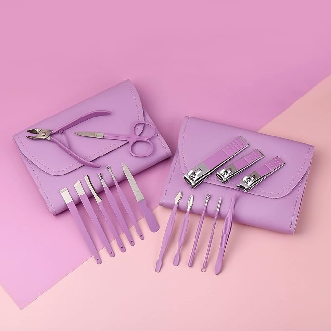 Manicure Set, Nail Clippers, Pedicure Kit, 16 In 1 Professional Grooming Kit Stainless Steel, Nail Toenail Scissors Tools with Luxurious Leather Travel Case For Men and Women Upgraded Version
